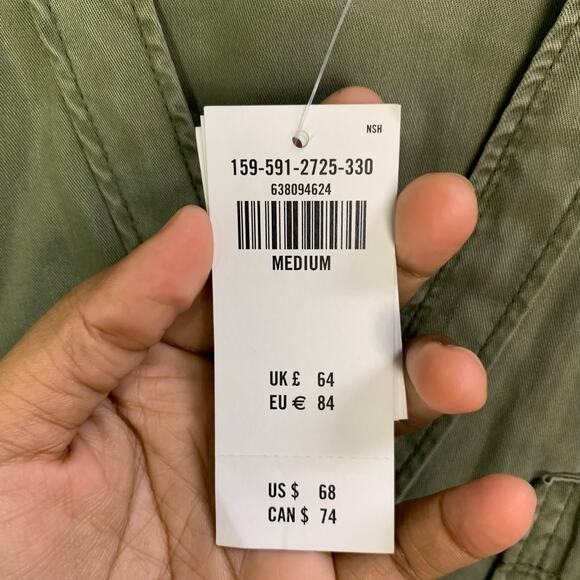 NEW $68 Abercrombie & Fitch‎ Olive Belted Shirtdress Long Sleeve SZ M - Picture 8 of 11